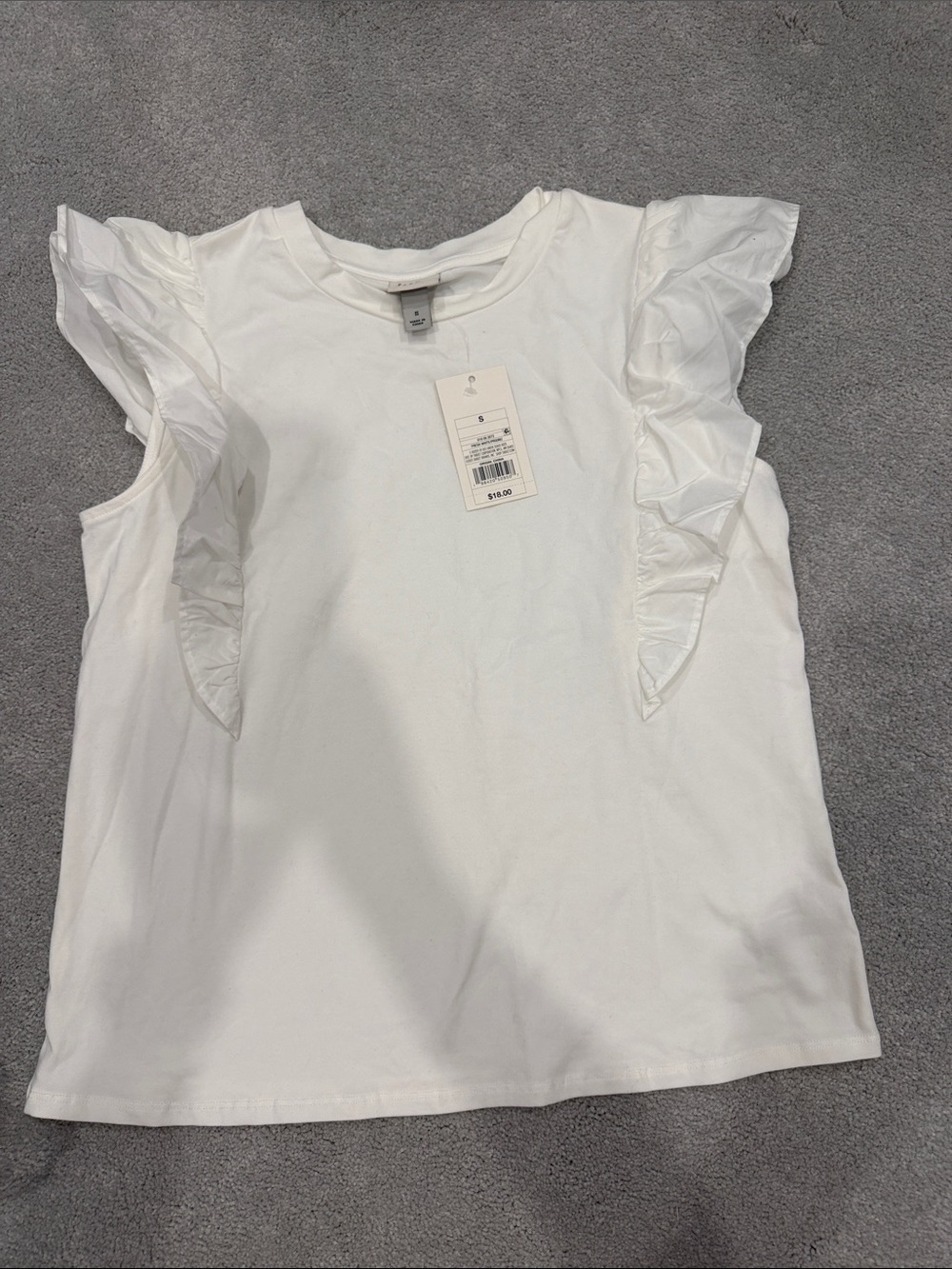 a new day White Ruffle Sleeve Short Sleeve Tee